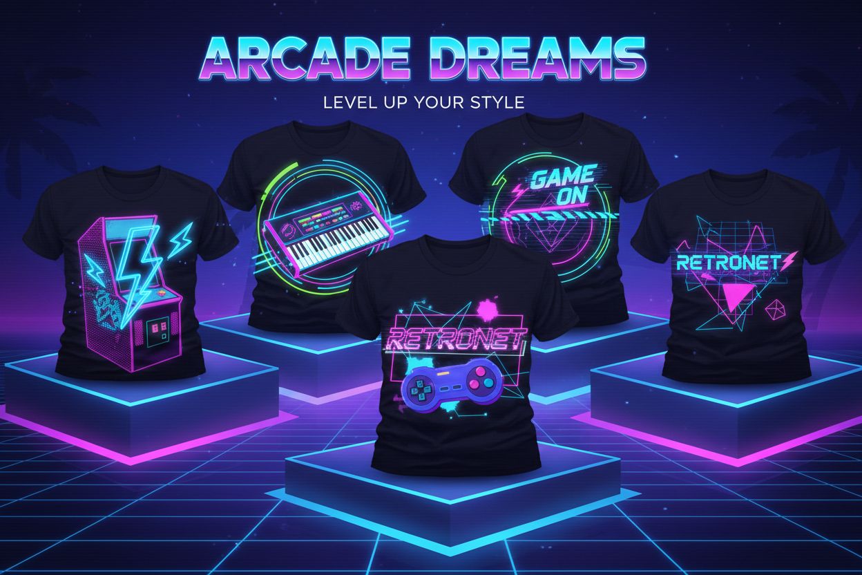 Voltage & Pixels - Synth Gaming Tees for Neon Districts - Neon Districts