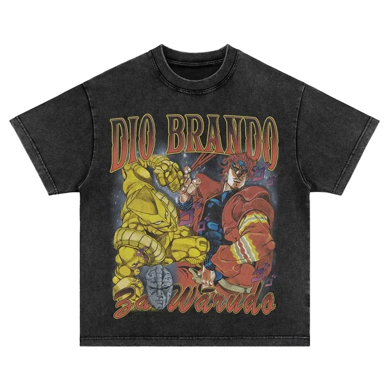 JoJo Steel Ball Run — Gyro Zeppeli Vintage Washed Streetwear Tee - Neon Districts