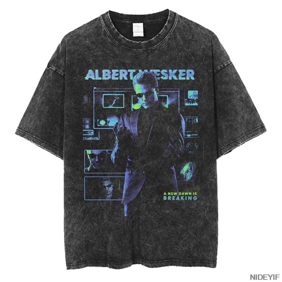 Resident Evil Leon Kennedy Vintage Oversized Tee – Biohazard Print