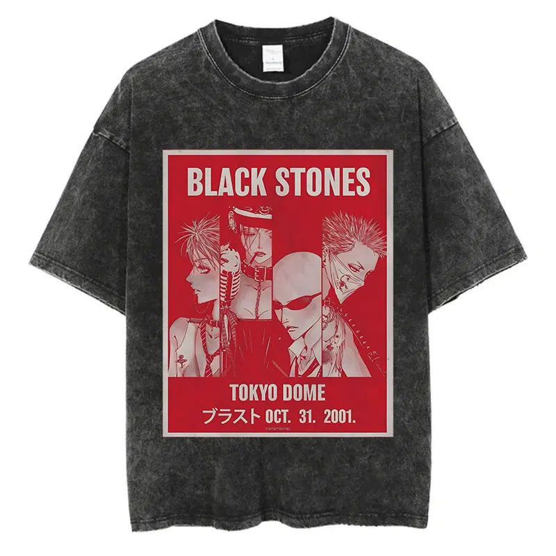 Nana Osaki Vintage Washed Tee – Harajuku Anime Retro Shirt