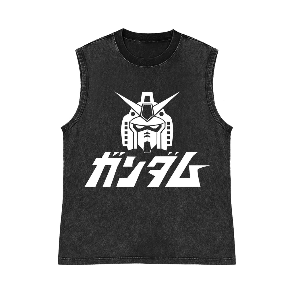 Gundam — Oversized Washed Y2K Harajuku Tank Top - Neon Districts
