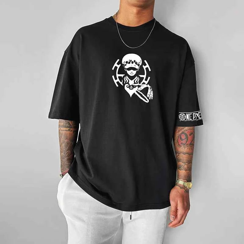 One Piece Trafalgar Law Tee – Y2K Harajuku Anime Shirt
