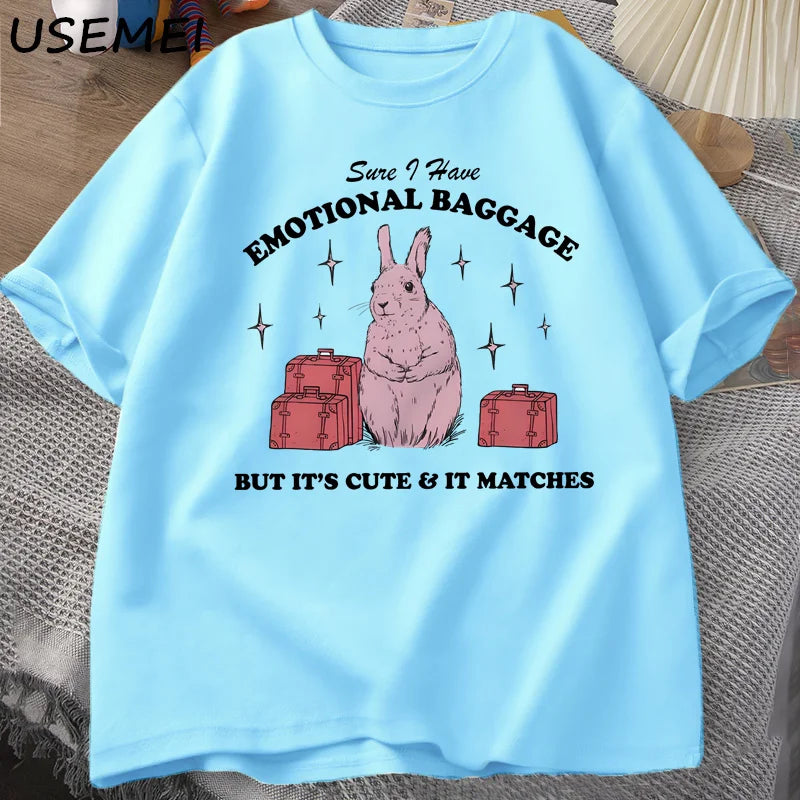 Sure, I Have Emotional Baggage — Vintage Rabbit Meme Women's Tee - Neon Districts