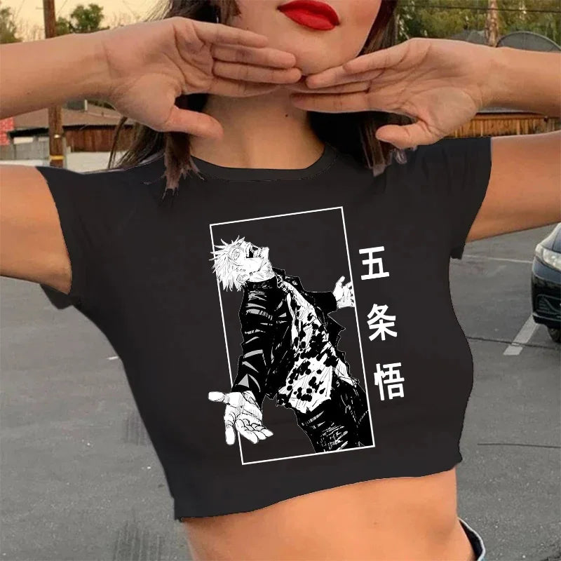 Jujutsu Kaisen Crop Top – Gojo Satoru & Itadori Gothic Tee