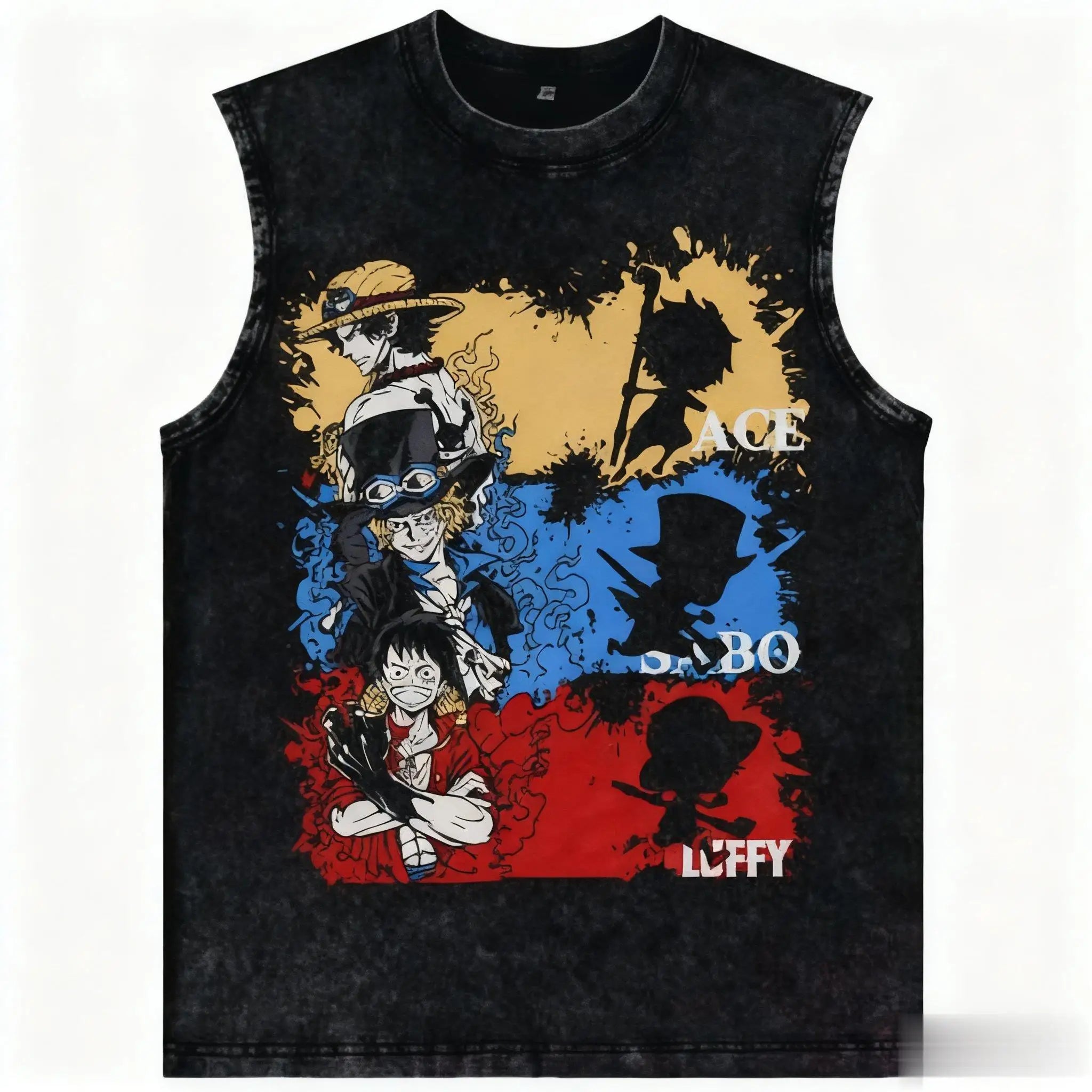 One Piece — Luffy Vintage Washed Streetwear Tank - Neon Districts