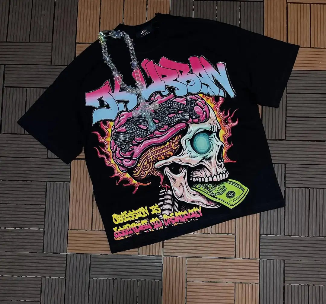 Y2K Harajuku Strawberry Tee - Oversized Anime Girl Graphic Tee - Neon Districts