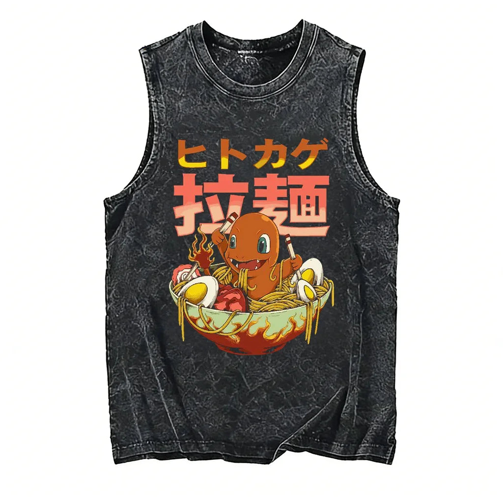 Pokémon — Gengar Ramen Washed Vintage Tank Top - Neon Districts
