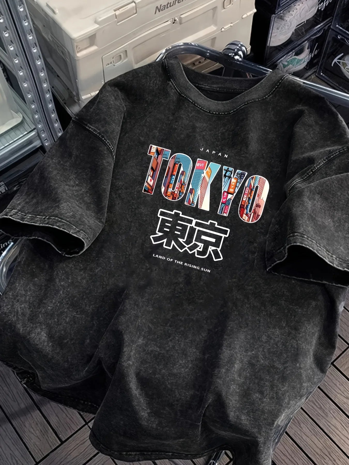 Japanese Style Washed Cotton Tee – Casual Anime Round Neck