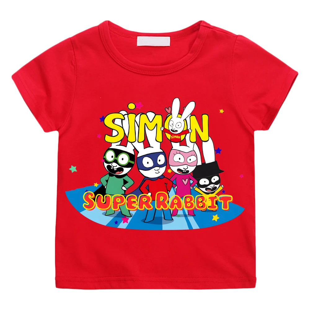 Simon Super Rabbit Kawaii Kids Tee - Neon Districts