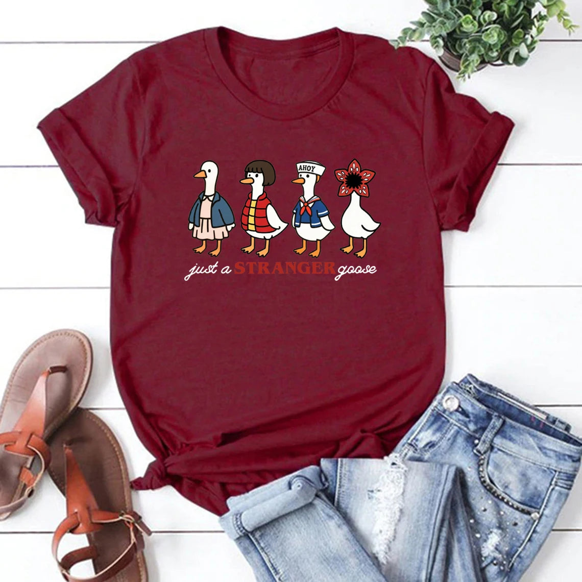 Just a Stranger — Funny Goose Parody Women's Streetwear Tee - Neon Districts