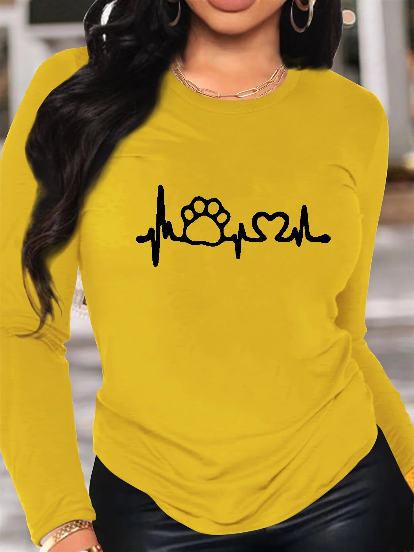 Dog Paw & Heart Long Sleeve Tee - Neon Districts