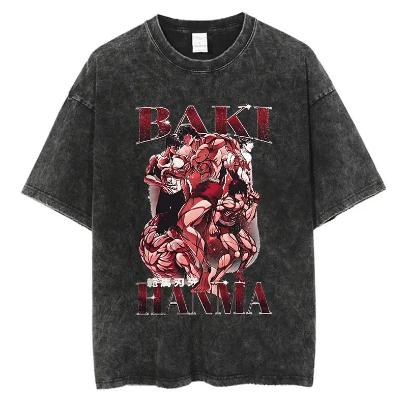 Baki Hanma Harajuku Vintage Washed Tee