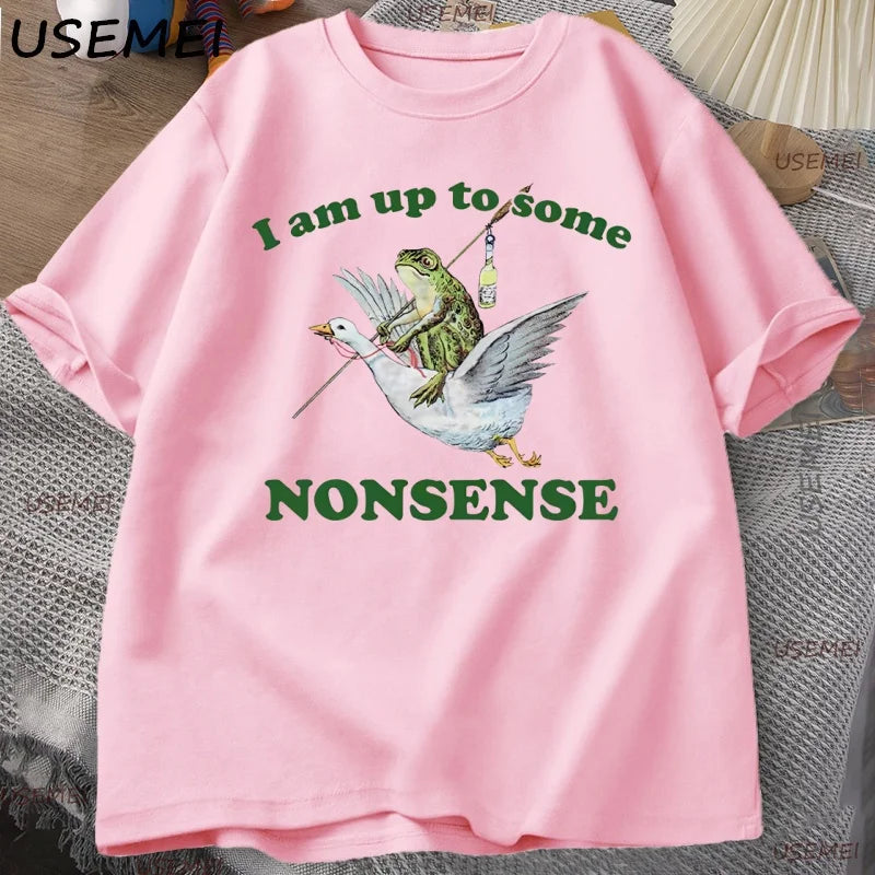 Up to Some Nonsense — Frog Meme Streetwear Graphic Tee - Neon Districts