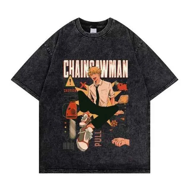 Chainsaw Man Retro Washed Hip-Hop Tee