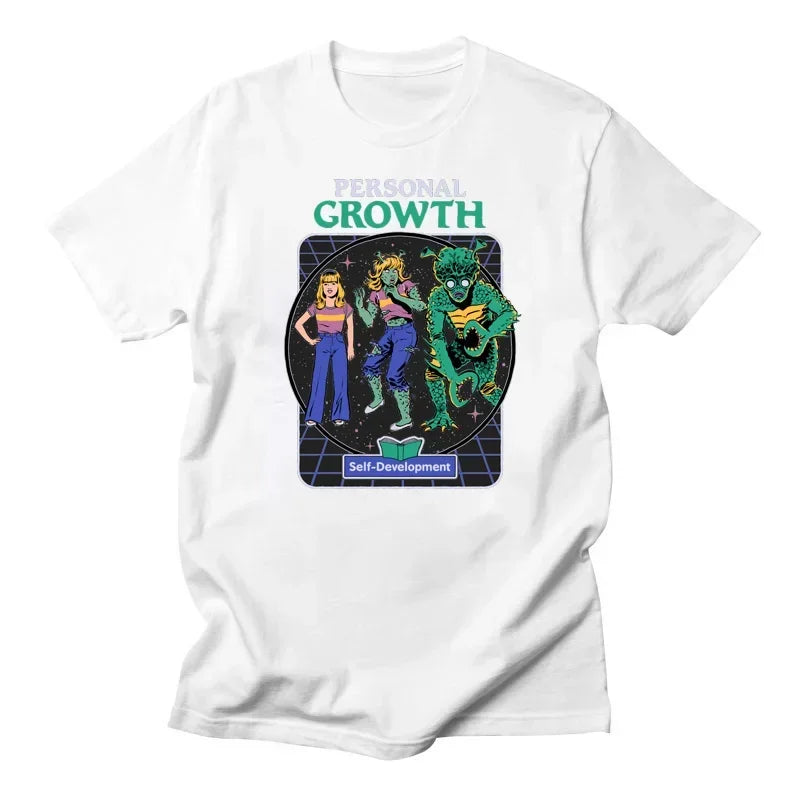 Horror Alien — Are We Here Yet? Harajuku Vintage Demon Graphic Tee - Neon Districts