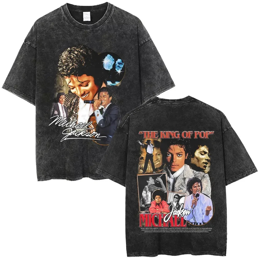MJ King of Pop Washed Vintage Tee - Neon Districts