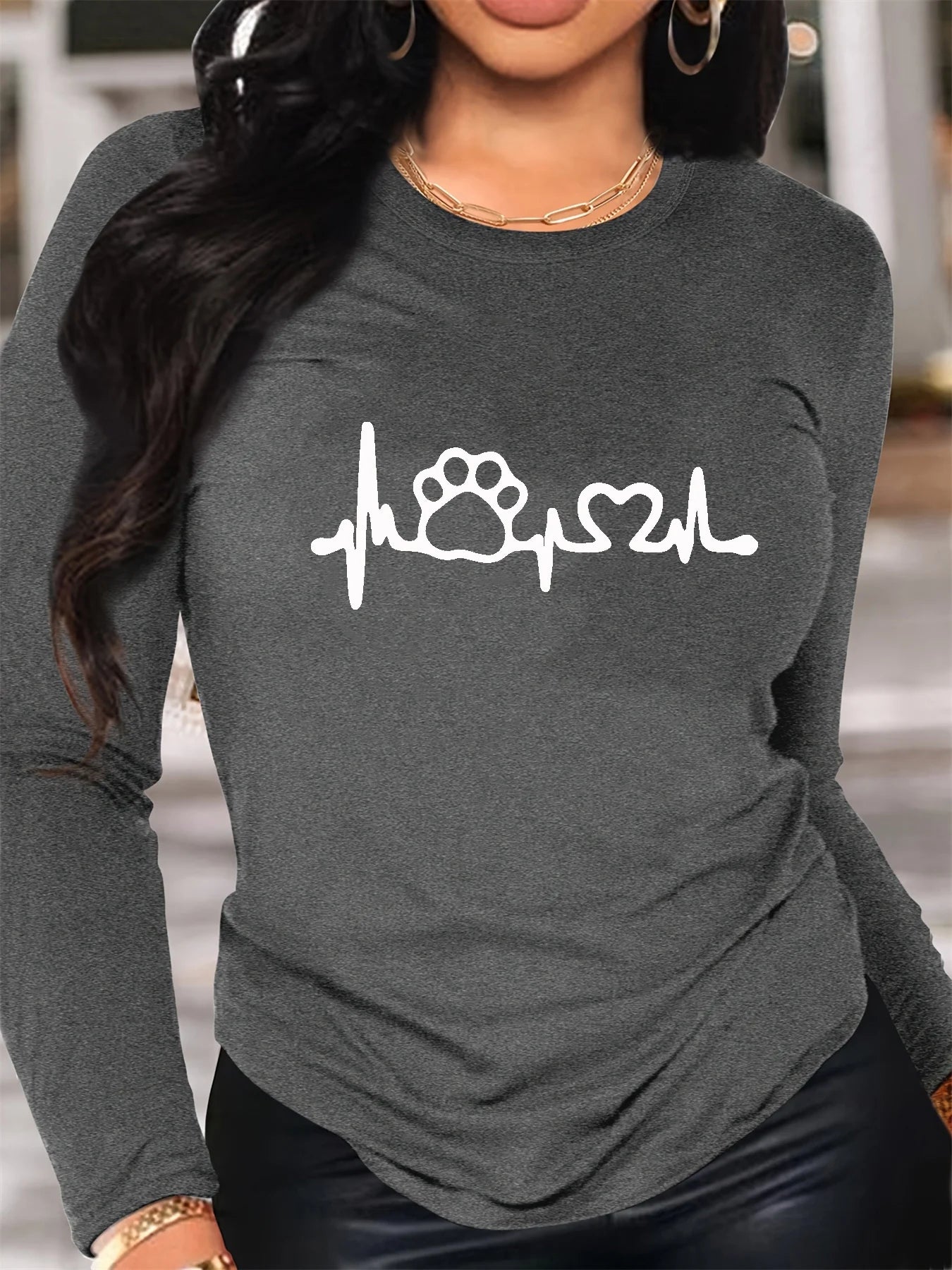 Dog Paw & Heart Long Sleeve Tee - Neon Districts