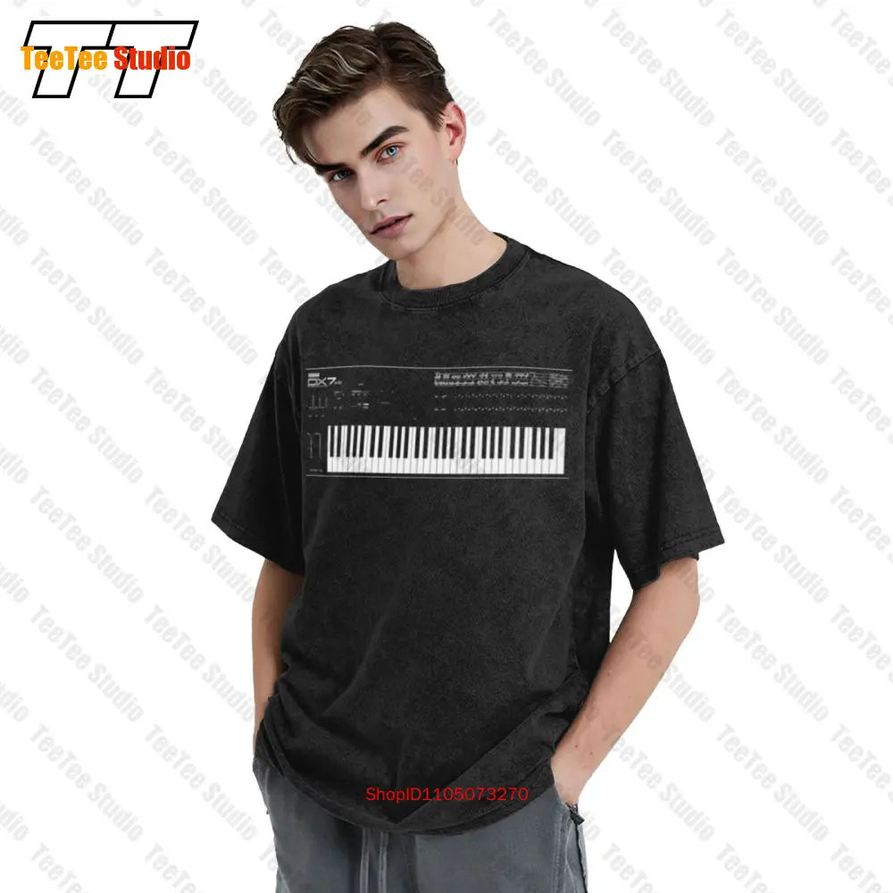 DX7 Synthesizer History — Vintage Oversized Music Keyboard Tee - Neon Districts
