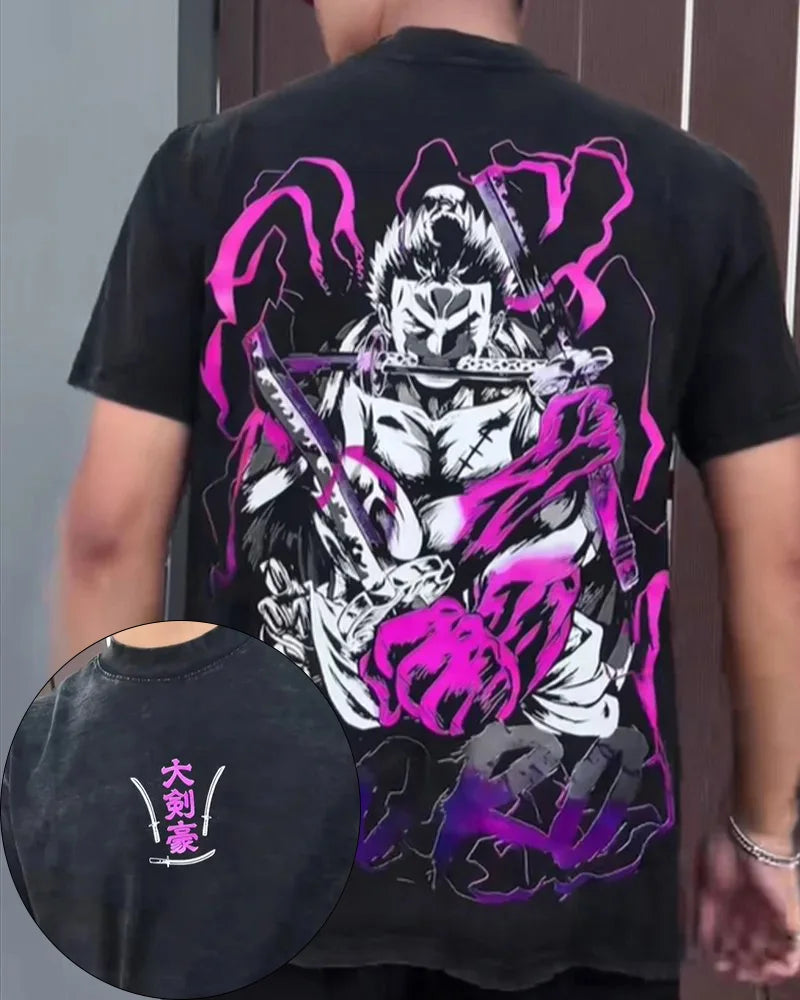 One Piece — Zoro Retro Washed Harajuku Tee - Neon Districts