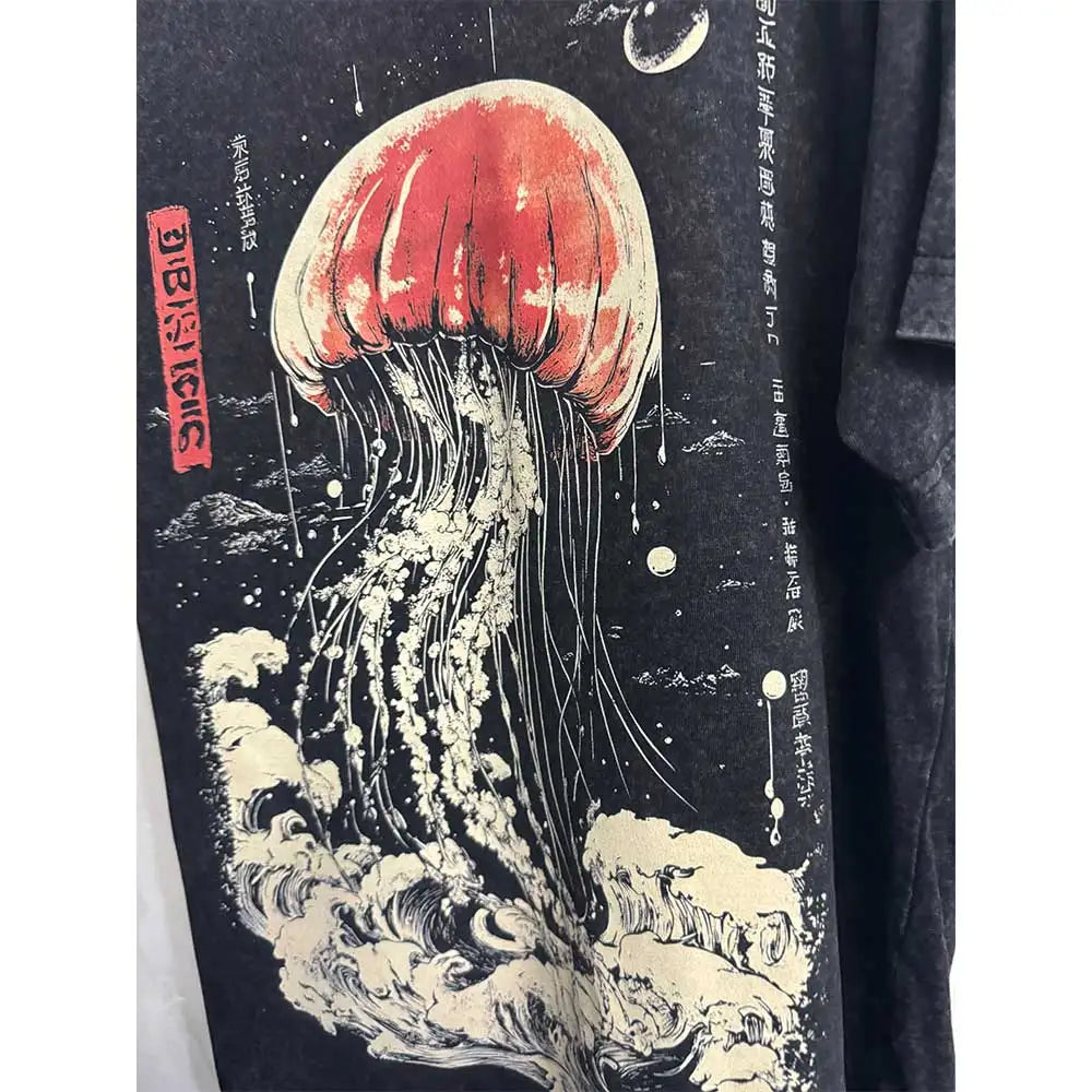 Jellyfish Print Oversized Tee – Japanese Harajuku Vintage Cotton