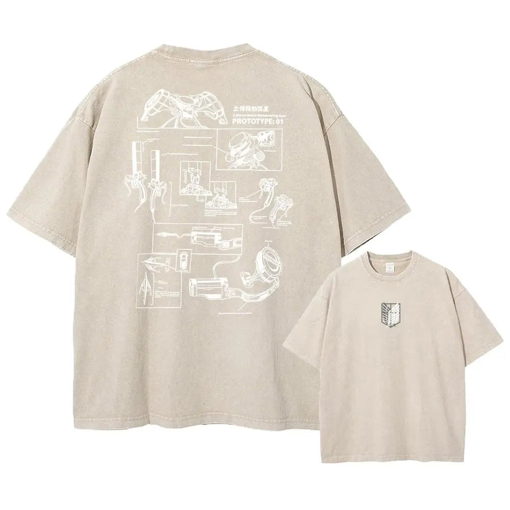 Attack on Titan Harajuku Oversized Tee – Vintage Washed