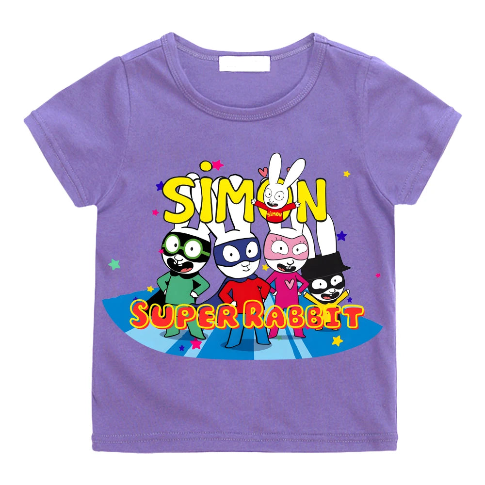Simon Super Rabbit Kawaii Kids Tee - Neon Districts