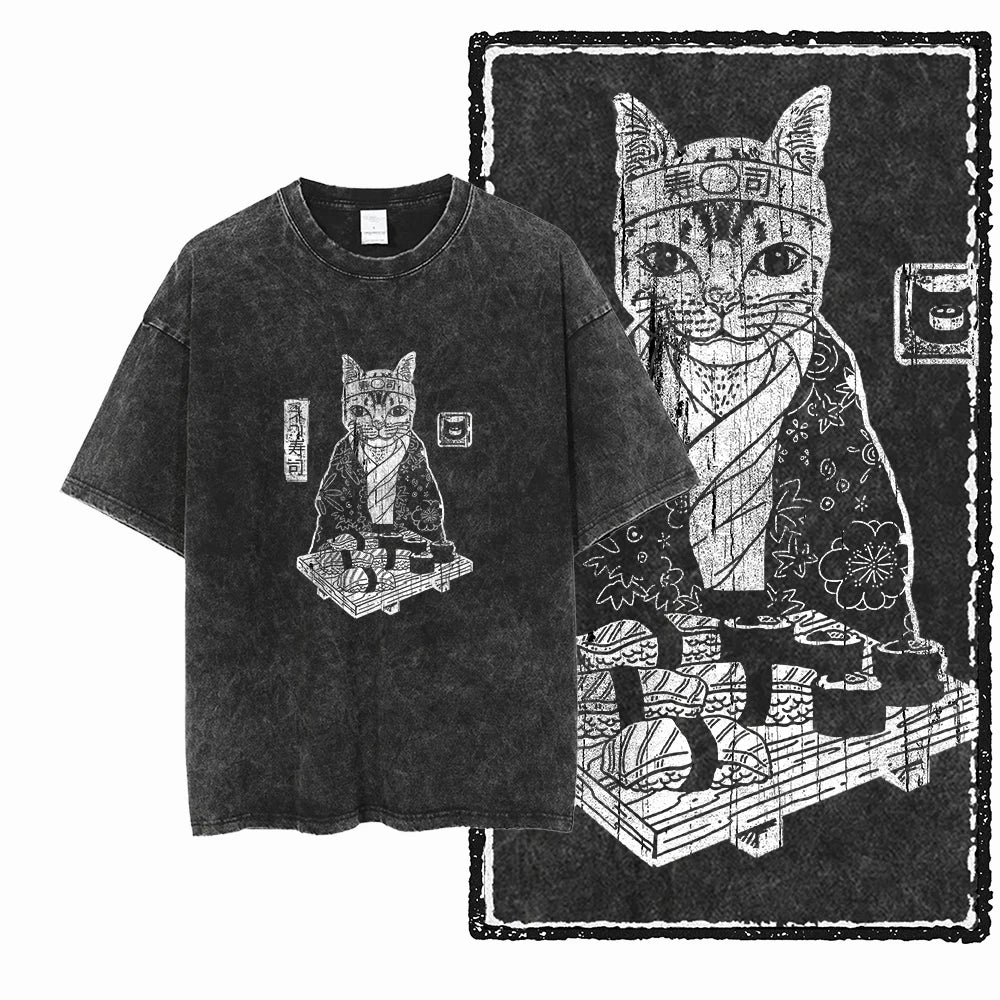 DB Cat — Acid Washed Exclusive Graphic Streetwear Tee - Neon Districts