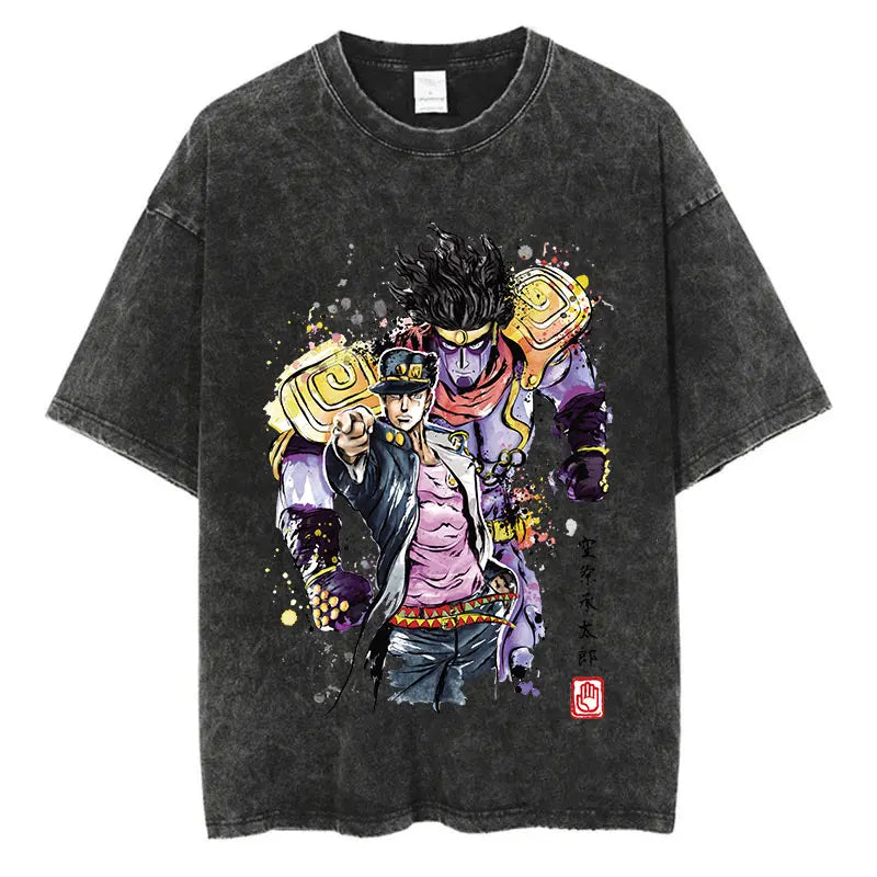 JoJo's Bizarre Adventure — Vintage Washed Hip Hop Streetwear Tee - Neon Districts