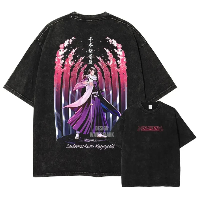 Bleach Aizen Sousuke Graphic Tee – Vintage Washed Oversized