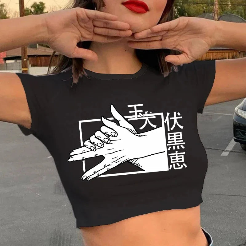 Jujutsu Kaisen Gothic Crop Top – Gojo Satoru Cropped Tee