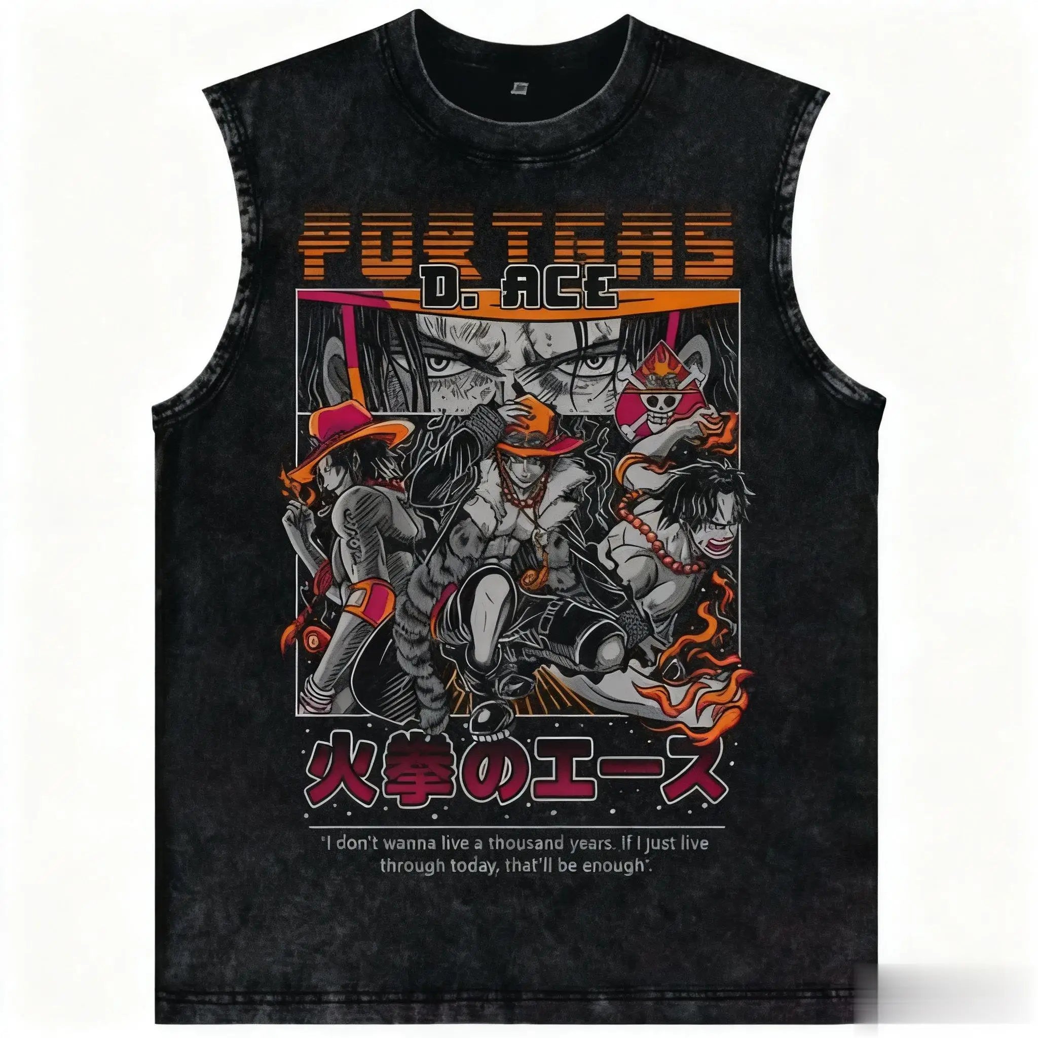 One Piece — Luffy Vintage Washed Streetwear Tank - Neon Districts