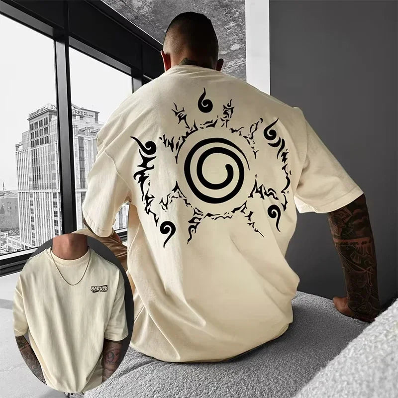 Japanese Anime Hip-Hop Oversized Tee – Casual Cotton Print