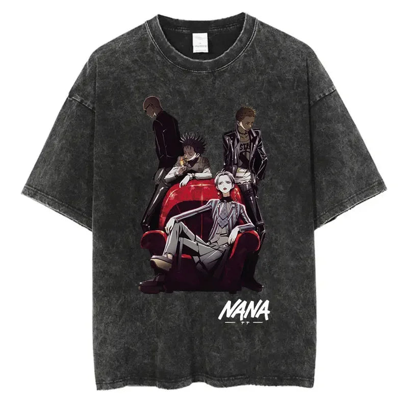Nana Osaki Vintage Washed Tee – Harajuku Anime Retro Shirt