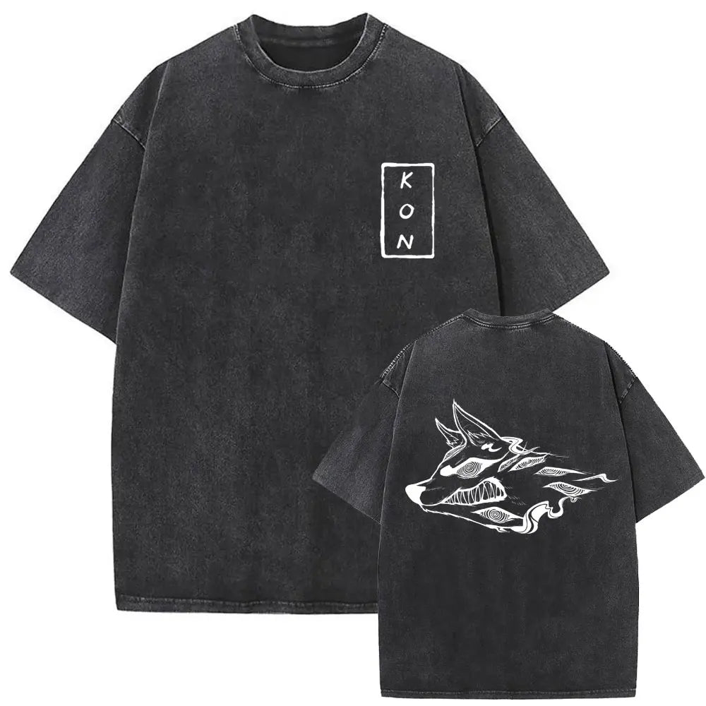 Chainsaw Man Denji & Pochita Vintage Tee – Washed Oversized Anime
