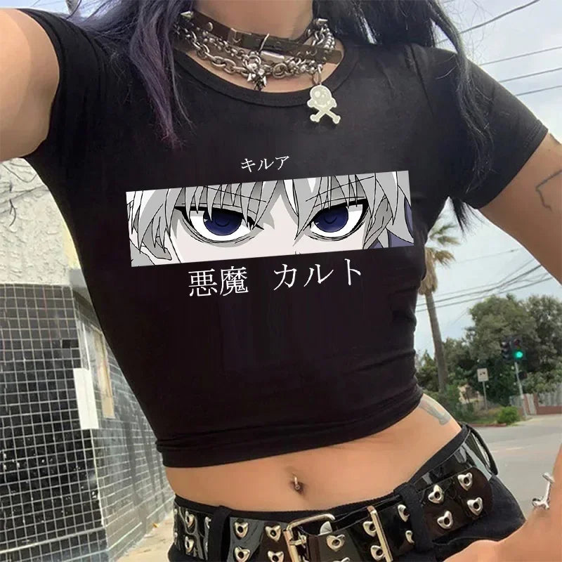Hunter x Hunter Killua Crop Top – Harajuku Y2K Anime Tee