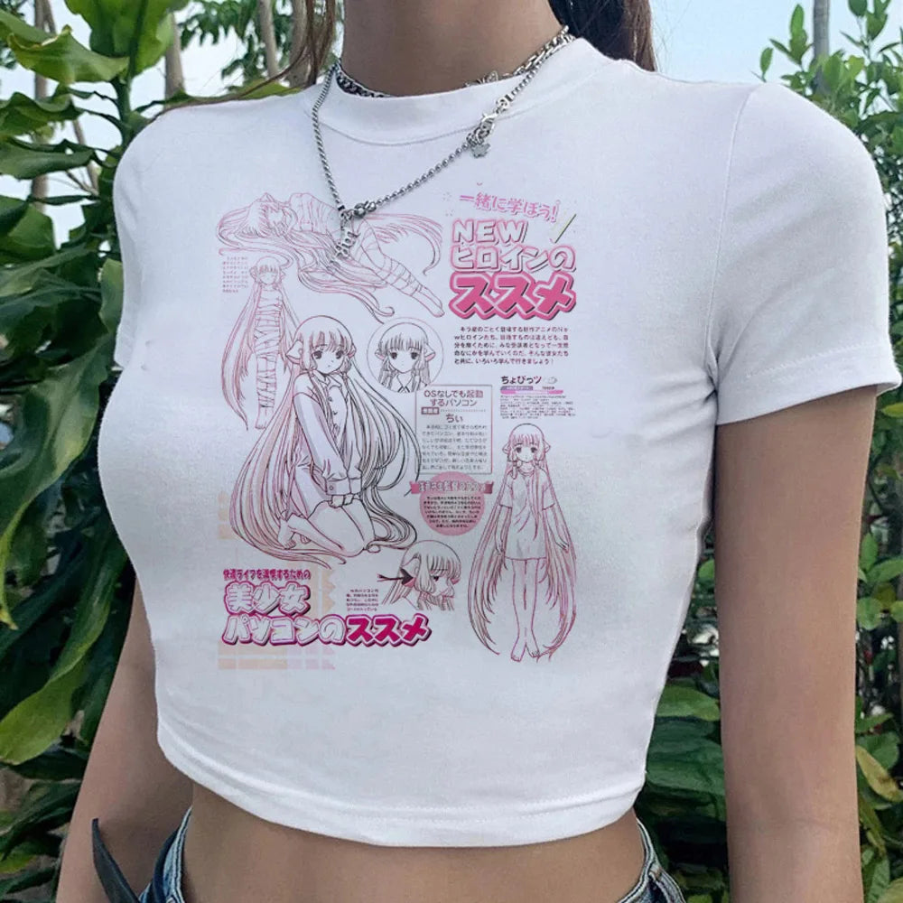 Chobits Chi Vintage Crop Top – Kawaii Punk Aesthetic Tee