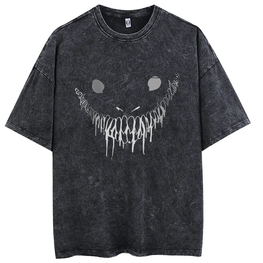 Retro Anime Pattern Hip-Hop Tee – Harajuku Washed Cotton