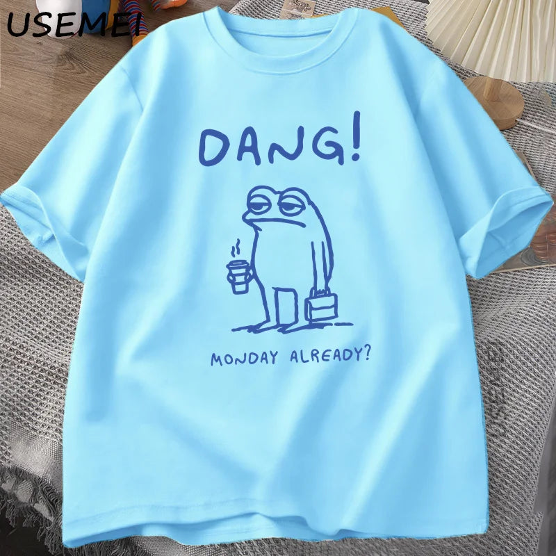Dang, Monday Already — Cottagecore Frog Meme Graphic Tee - Neon Districts
