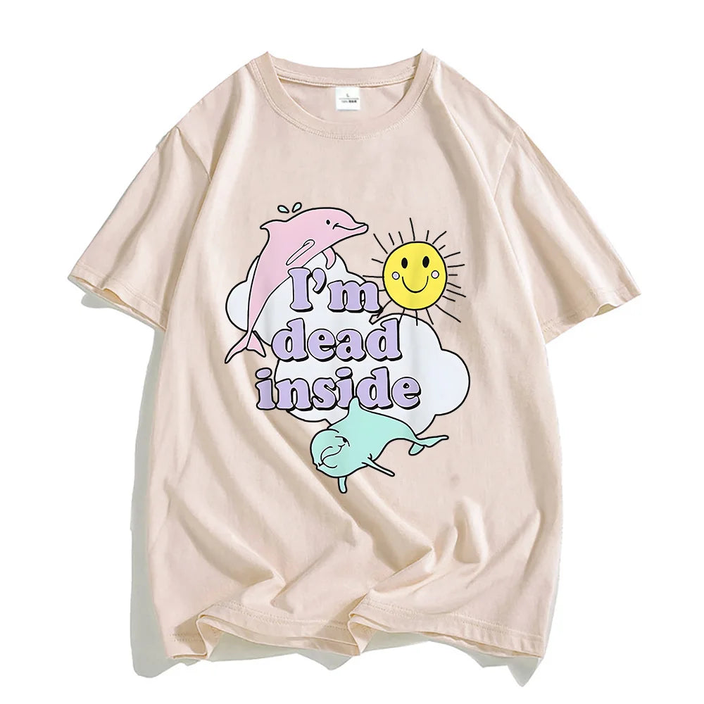 I'm Dead Inside — Dolphin Meme Trendy Graphic Tee - Neon Districts
