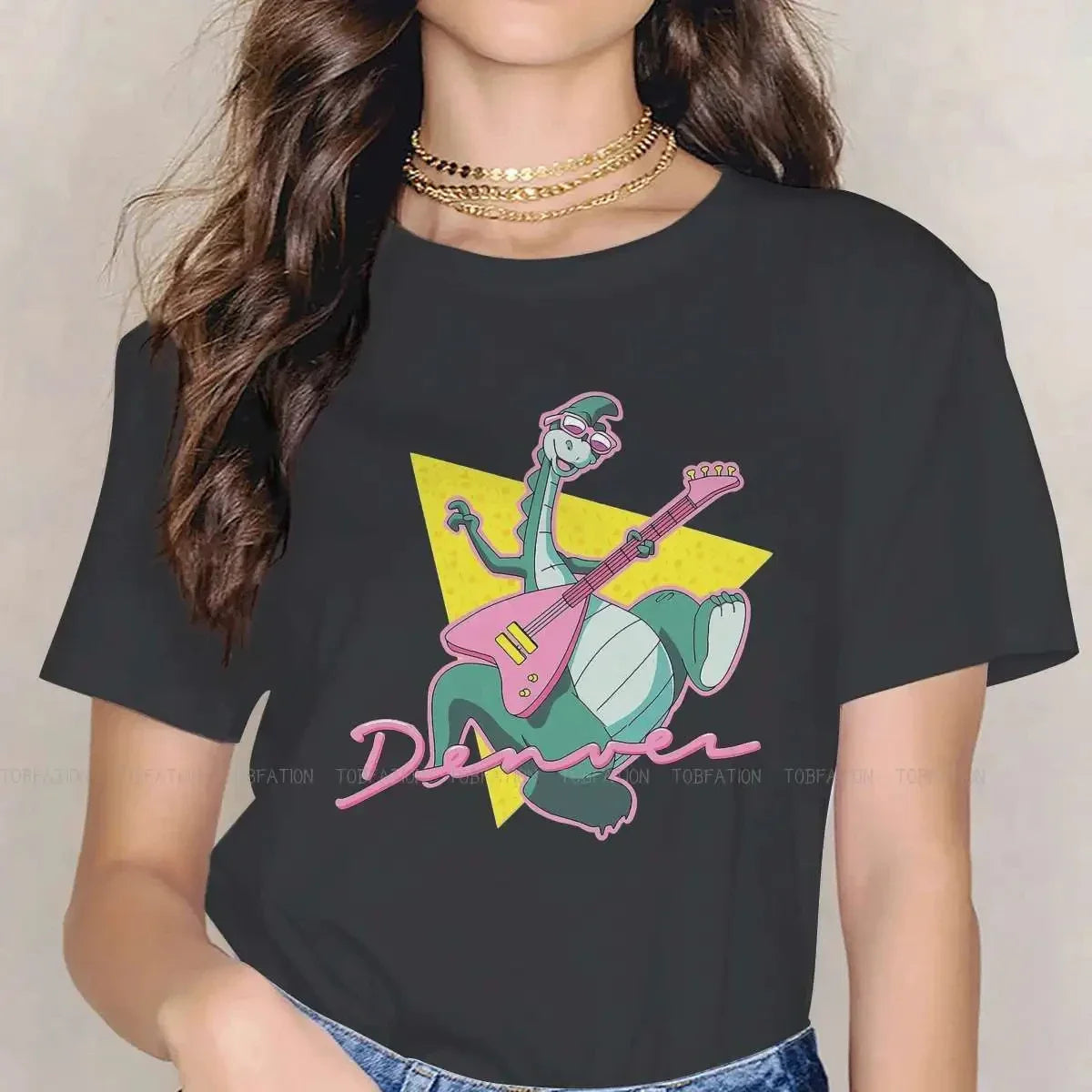 Denver the Last Dinosaur — 90s Cartoon Classic Tee - Neon Districts
