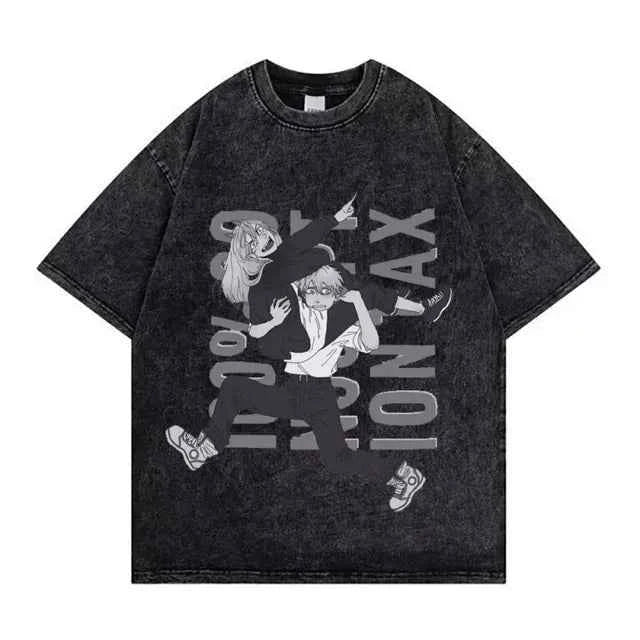 Chainsaw Man Retro Washed Hip-Hop Tee