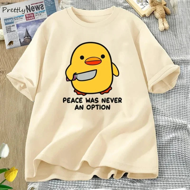 Peace Was Never an Option — Goose Women's Graphic Tee - Neon Districts