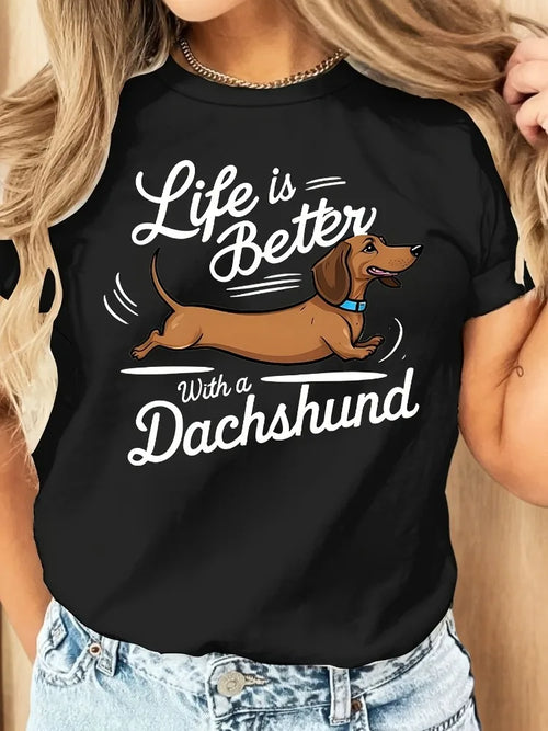 Dachshund Pattern Y2K Plus Size Tee - Neon Districts