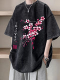 Sakura Cherry Blossom Washed Tee – Japanese Floral Streetwear
