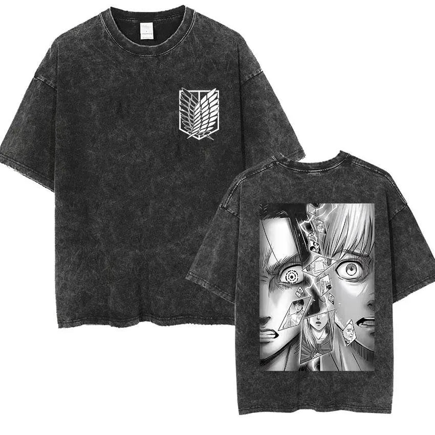 Attack on Titan Vintage Washed Summer Tee – Casual Streetwear