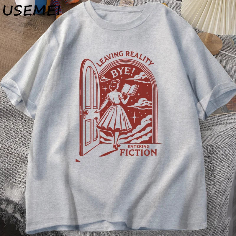 Leaving Reality, Entering Fiction — Bookish Vintage Graphic Tee - Neon Districts