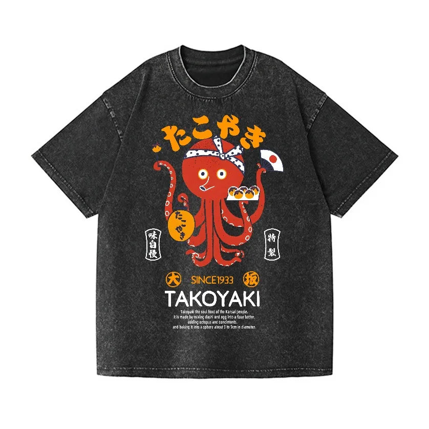 Takoyaki Vintage Wash Tee – Japanese Foodie Graphic Shirt