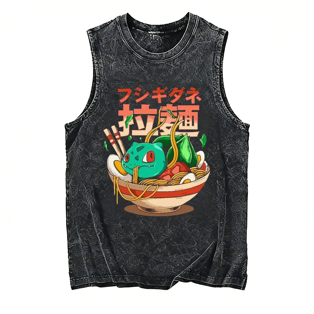 Pokémon — Gengar Ramen Washed Vintage Tank Top - Neon Districts
