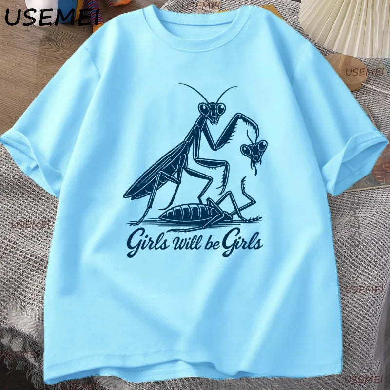 Girls Will Be Girls — Praying Mantis Feminist Graphic Tee - Neon Districts
