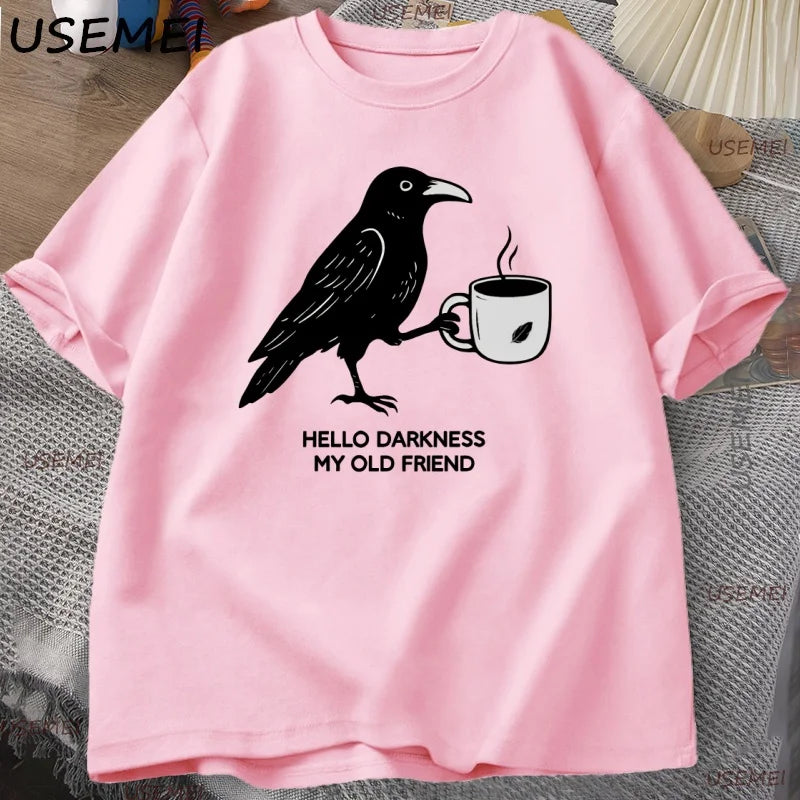 Crow & Coffee — Vintage Halloween Fall Crew Neck Graphic Tee - Neon Districts
